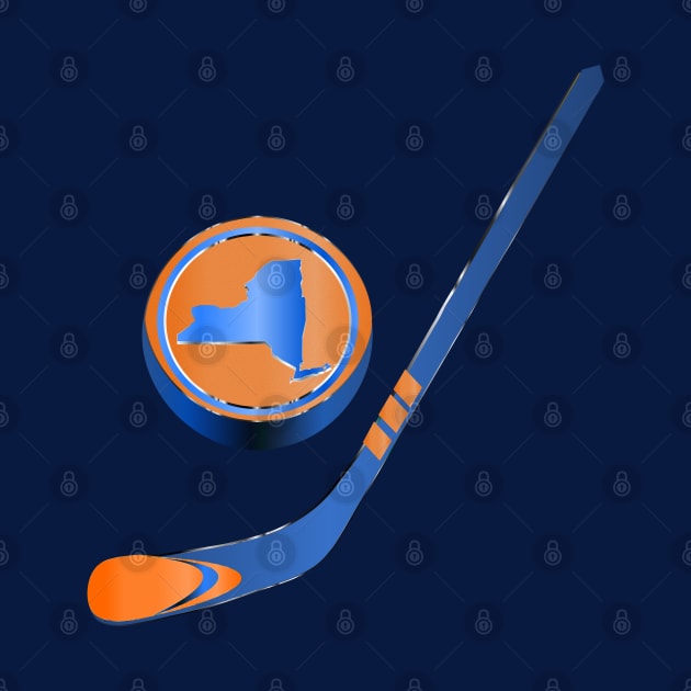 NHL - NY  Blue Orange Stick and Puck by geodesyn