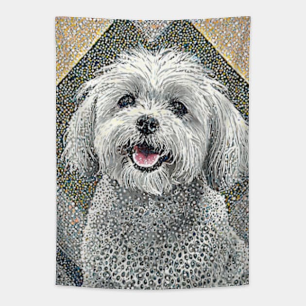 Dog Portrait - Maltese Tapestry by Dec69 Studio