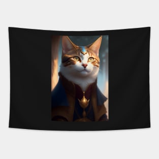 Cat in Armor - Modern Digital Art Tapestry