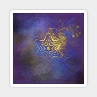 Gold star with purple  mandala Magnet