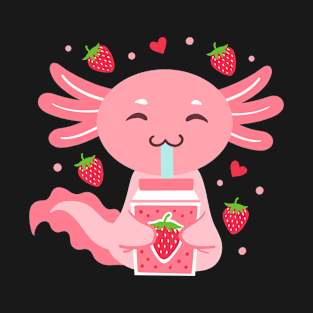 Axolotl Strawberry Milk Shake Kawaii T-Shirt