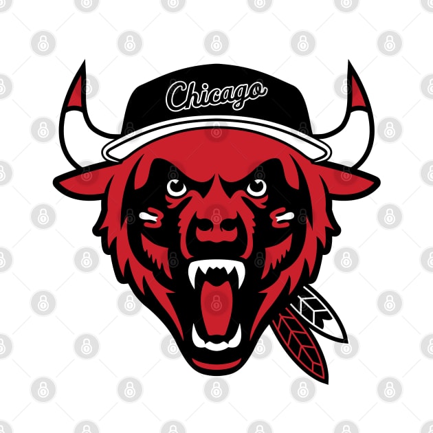 The Chicago Beast (South) Logo Mashup - Pro Teams Combined - All City Logos Put Together by DeluxeGraphicSupply