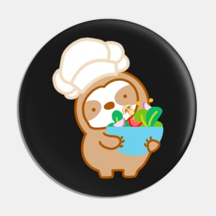 Cute Salad Chef Sloth Pin