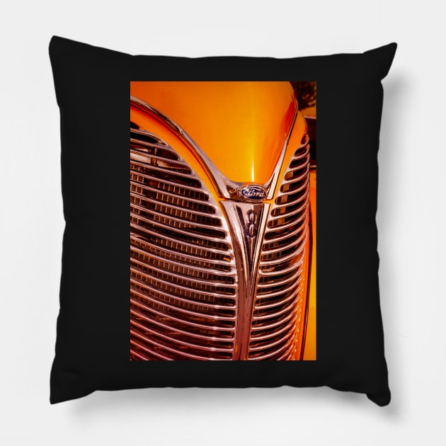 1938 Ford V8 Grill 4 Pillow by Robert Alsop