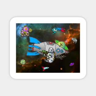 Astro Bunny adventure in outer space with spaceships and bunny astronaut Magnet