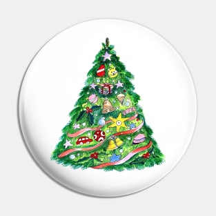 Christmas tree Watercolor Pin