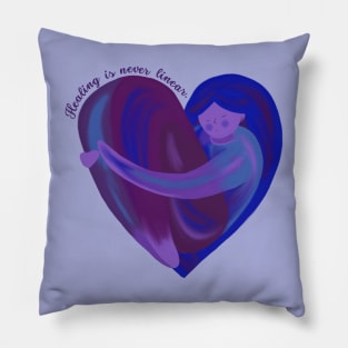 Self hug heart woman - healing is never linear Pillow