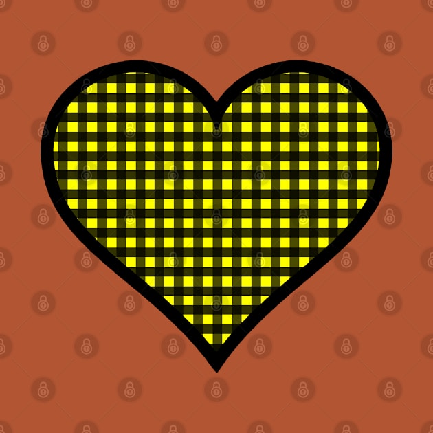 Yellow and Black Gingham Heart by bumblefuzzies