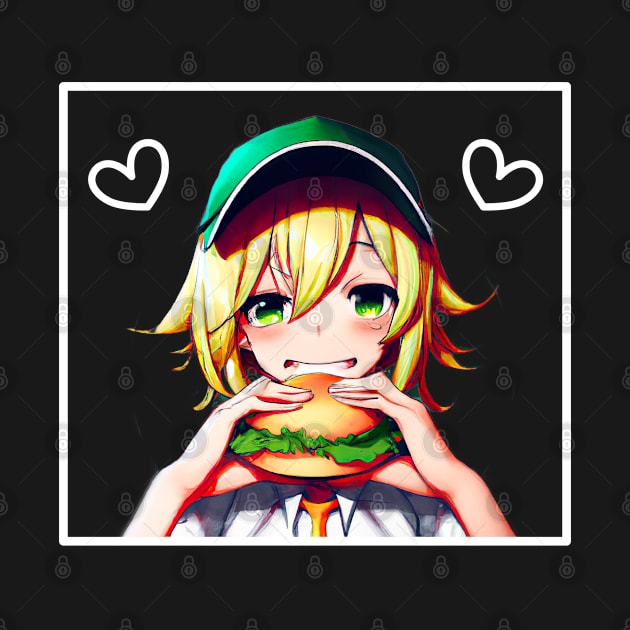 Anime Girl Cheeseburger Love by FromBerlinGift