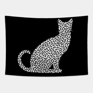 Black and White Squiggle Cat Lover Tapestry