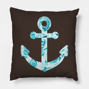 Rose Anchor Nautical Floral Pillow