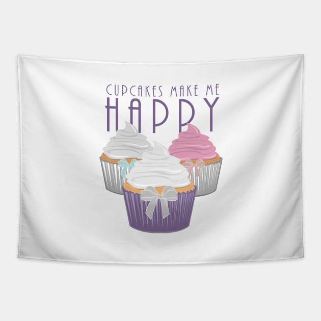 Cupcakes Make Me Happy Tapestry by adamzworld