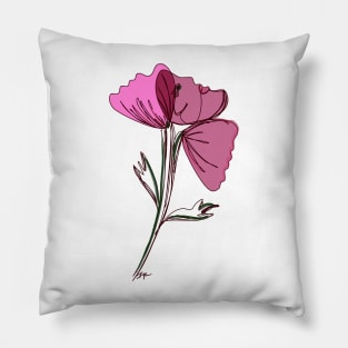 3 poppies & 1 face - muted pink Pillow