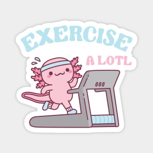 Funny Exercise A Lotl, Cute Axolotl Running On Treadmill Magnet