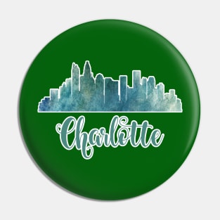 Charlotte North Carolina Skyline Watercolor Pin
