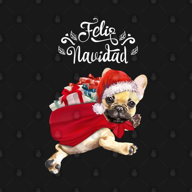 French Bulldog Frenchie feliz davidad by Collagedream