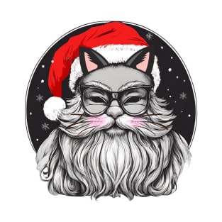 Santa Claus with cat ears and cat whiskers, Christmas festival T-Shirt