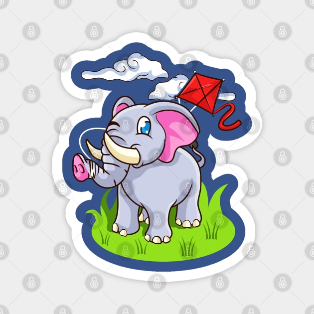 Cute Elephant Flying Kite Magnet by E