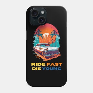 Vintage muscle car sunset drop Ride fast die young Phone Case