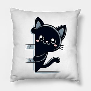 Sneaky Peek Kitty Graphic Pillow