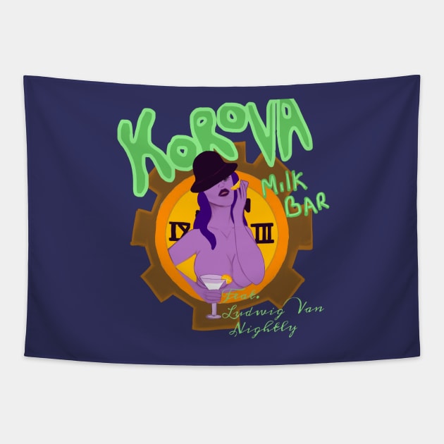 Korova Milk Bar Tapestry by KataMartArt