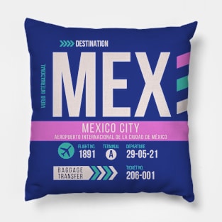 Mexico City (MEX) Airport Code Baggage Tag Pillow