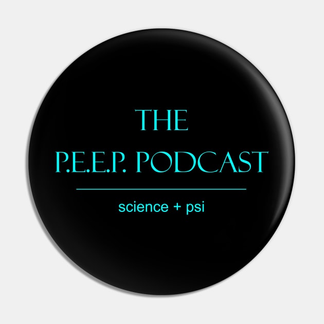 P.E.E.P. Podcast Science + Psi aqua logo Pin by PEEP-Podcast
