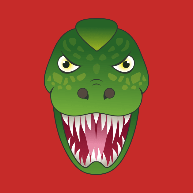 Tyrannosaurus Rex Head Green Dinosaur by samshirts