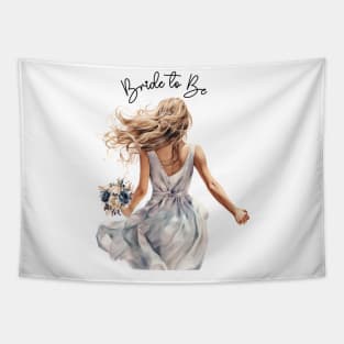 Bride To Be Beautiful Bride with Flower Bouquet Watercolor Art Tapestry