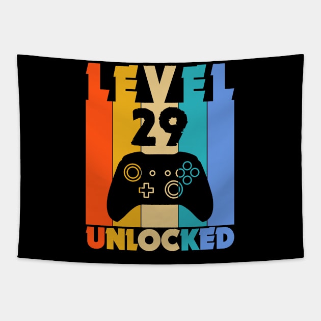 Level 29 Unlocked Funny Video Gamer Birthday Novelty T-Shirt Tapestry by MekiBuzz Graphics