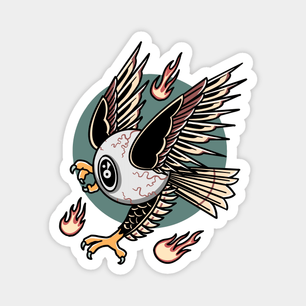 Retro Flying Eyeball Tattoo Design Magnet by SLAG_Creative