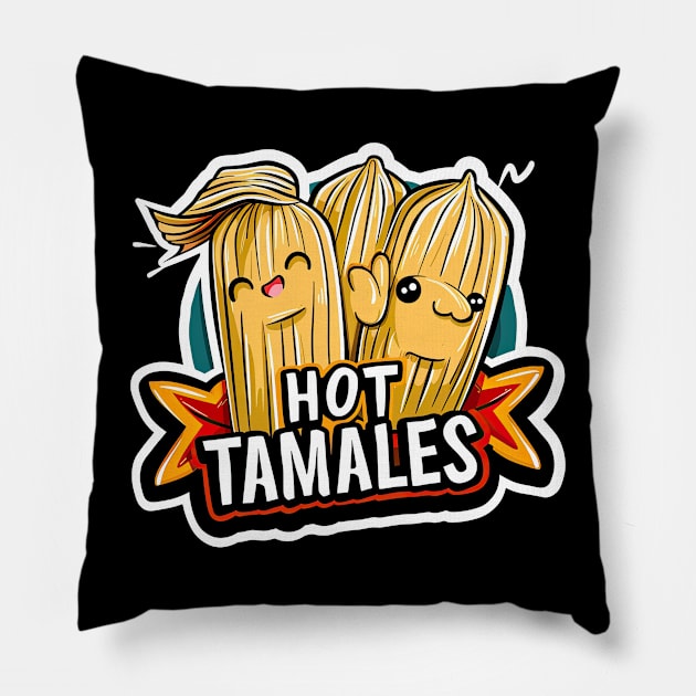 Cute mexican food hot tamales Pillow by emhaz