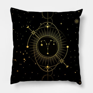 Cosmic Aries Gold Texture Pillow