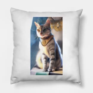 Fantasy cat princess, AI art Pillow