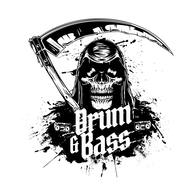 DRUM AND BASS  - DNB Halloween Grim Reaper (black) by DISCOTHREADZ 