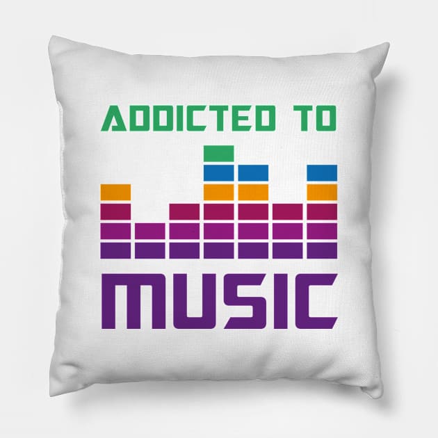 Addicted to music Retro Sound Wave Pillow by Adrian's Outline