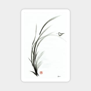 Bamboo Birdie - Sumie ink brush painting Magnet