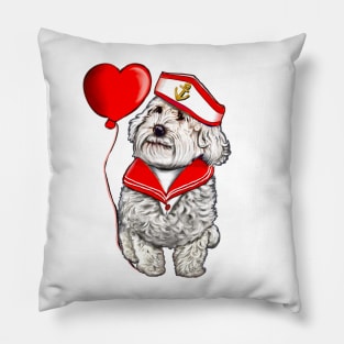 The Best Valentine’s Day Gift ideas top 10, Cavalier king charles spaniel sailor fancy dress, white Cavoodle Cavapoo Valentines Day Pillow