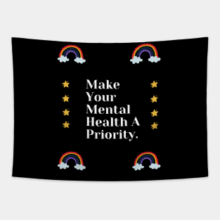 Make Your Mental Health A Priority With Rainbow & Stars Design Tapestry