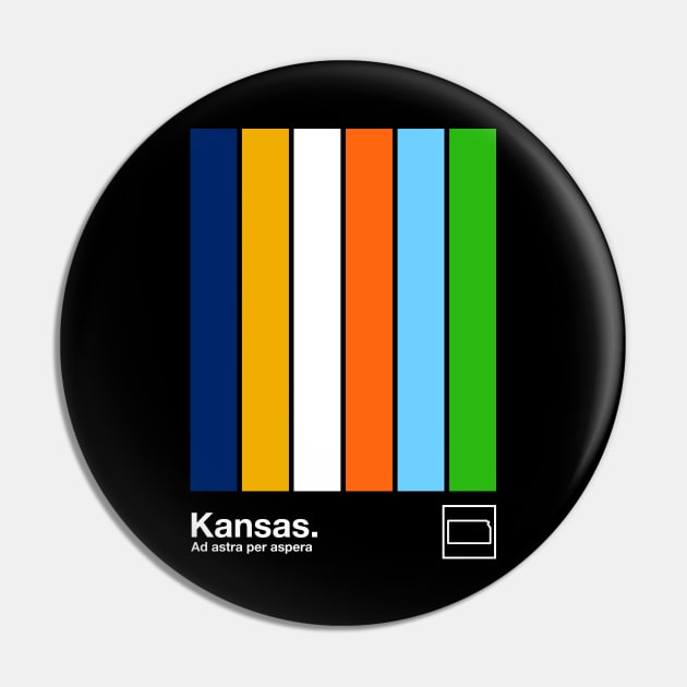 Kansas State Flag  // Original Minimalist Artwork Poster Design Pin by DankFutura