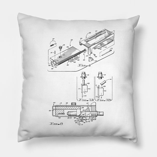 Machine Gun Adaptor Vintage Patent Hand Drawing Pillow by TheYoungDesigns