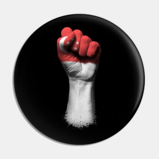 Flag of Singapore on a Raised Clenched Fist Pin