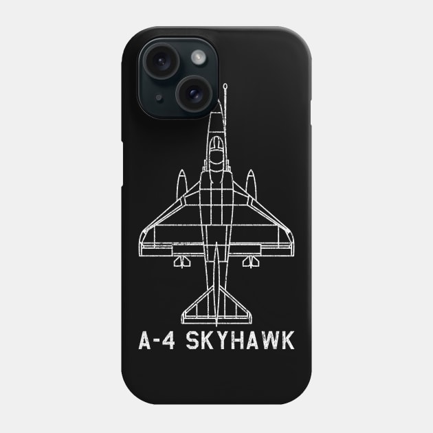 A-4 Skyhawk Fighter Airplane Aircraft Blueprint Plane Art Phone Case by Battlefields