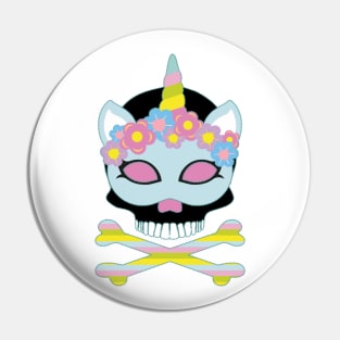 Unicorn Skull and Crossbones Pin