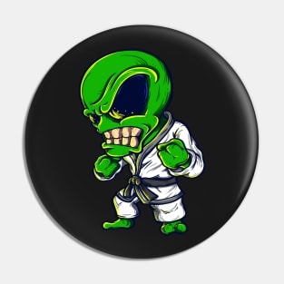 Karate Alien Retro Aliens Art Pin