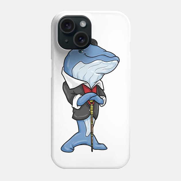 Whale as groom with jacket bow and walking stick Phone Case by Markus Schnabel