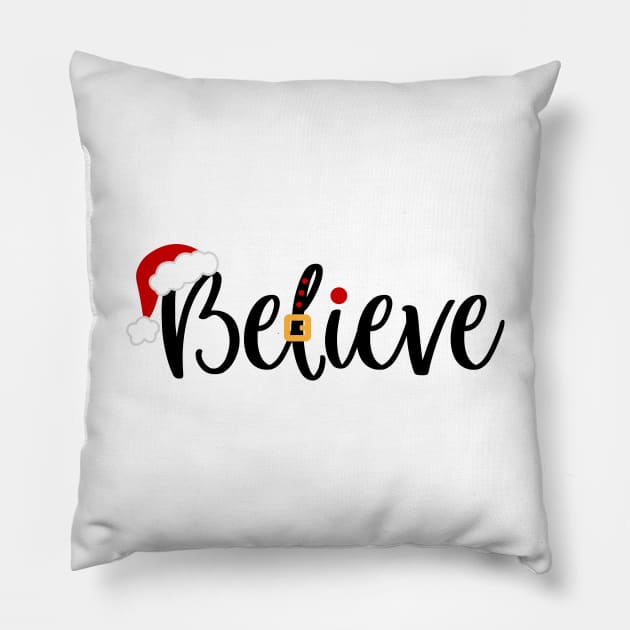 Believe Christmas Pillow by Peach Lily Rainbow