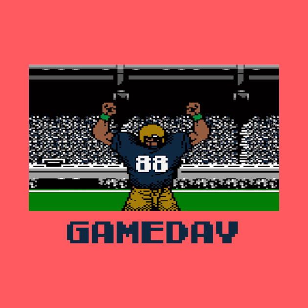 Blue and Gold Football Gameday Retro 8 Bit Linebacker by SLAG_Creative