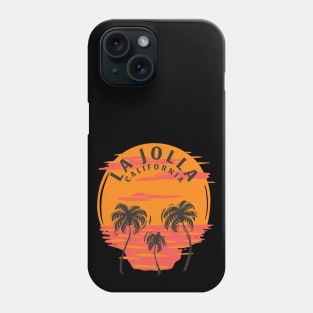 La Jolla California Sunset Skull and Palm Trees Phone Case