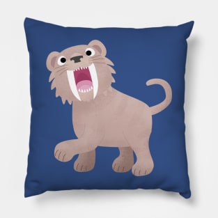 Cute Saber Toothed Tiger Smilodon cartoon Pillow